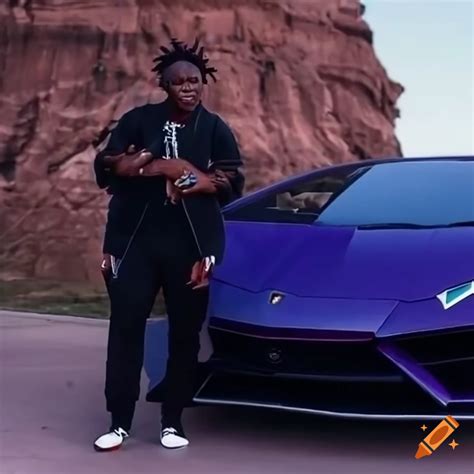 Ksi in a lamborghini on Craiyon