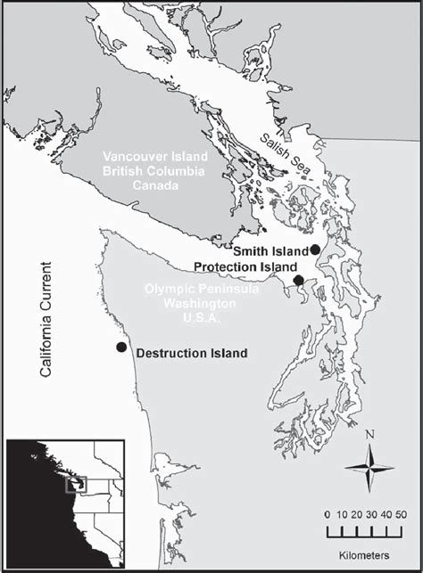 Map of the Salish Sea (Strait of Juan de Fuca, Puget Sound, and Strait ...