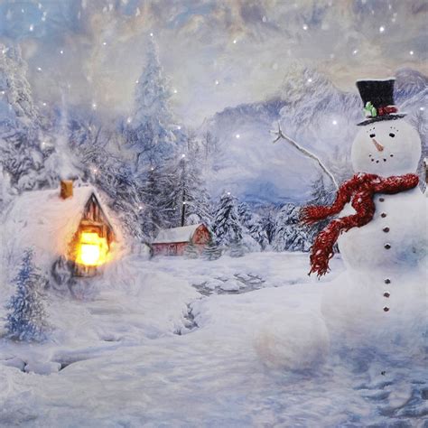 The Holiday Aisle® Snowman Winter Scene On Canvas Painting - Wayfair Canada