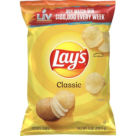 Lay's Classic Potato Chips, 8 oz Bag - Walmart.com - Walmart.com