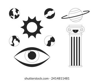 Mysterious Cosmos Planets Black White 2d Stock Vector (Royalty Free) 2414811481 | Shutterstock