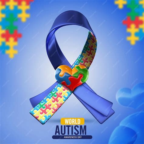 Premium PSD | A poster for world autism day with a colorful ribbon.