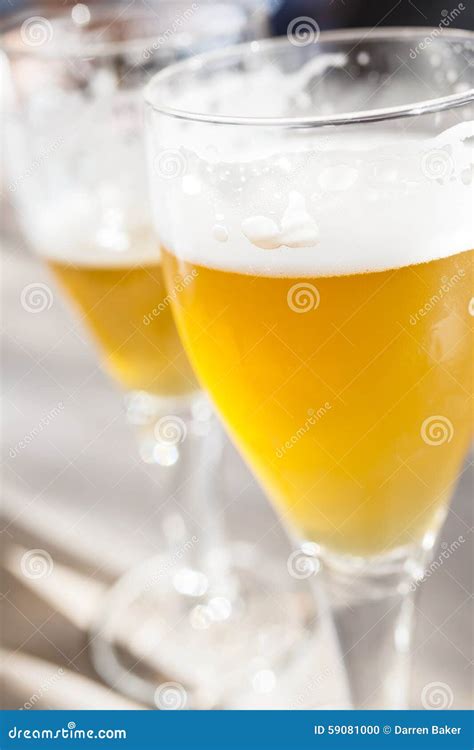 Glasses of Lager Beer stock photo. Image of beer, drink - 59081000