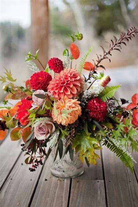 red and orange wedding flowers | Fall flower arrangements, Wedding ...