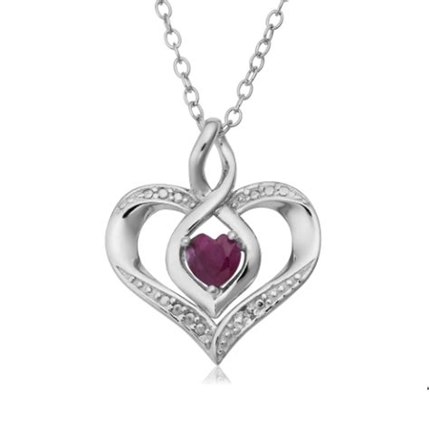 Jewelry Affairs - Sterling Silver Heart Shape Gemstone July Birthstone Necklace, 18" - Walmart.com