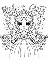 Free Kawaii Anime Princess Coloring Page sketch template