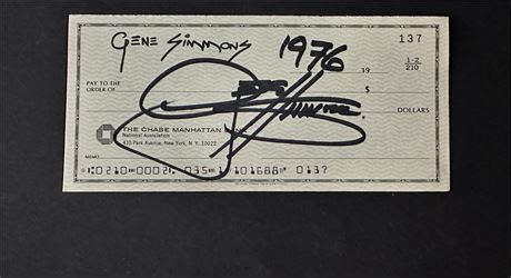 Gene Simmons Auctions - 1976 Gene Simmons Personal Check