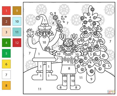 Christmas Party Color by Number | Free Printable Coloring Pages