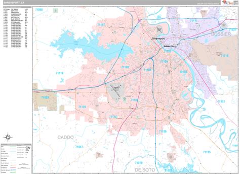 Shreveport Louisiana Wall Map (Premium Style) by MarketMAPS - MapSales