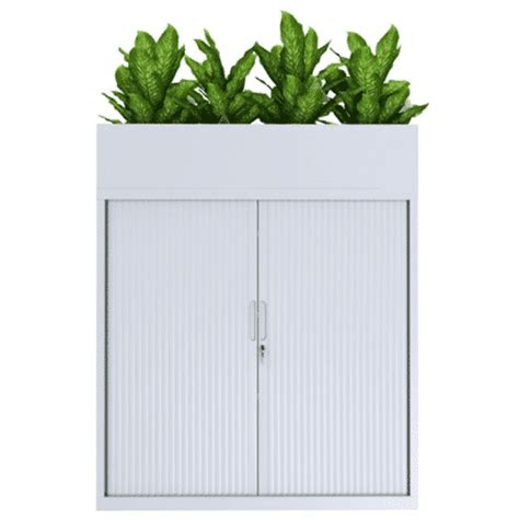 Tambour Storage Cupboard with Planter Box | Designer Tambour Planter Box and Storage | Dannys Desks