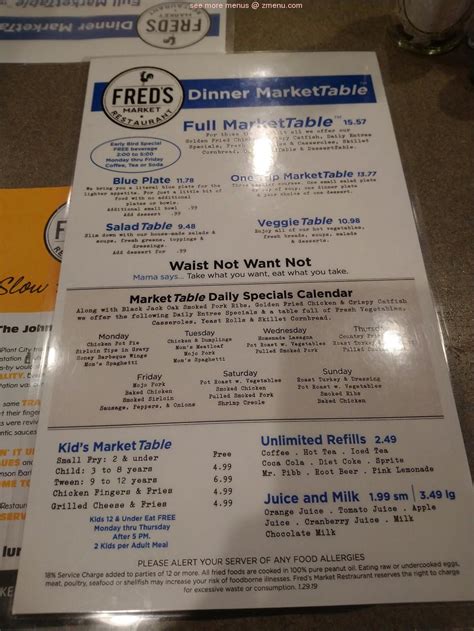 Online Menu of Fred's Market Restaurant Restaurant, Plant City, Florida, 33563 - Zmenu