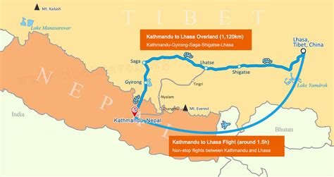 Tibet Nepal Map: Locations, Border and Tourist Map