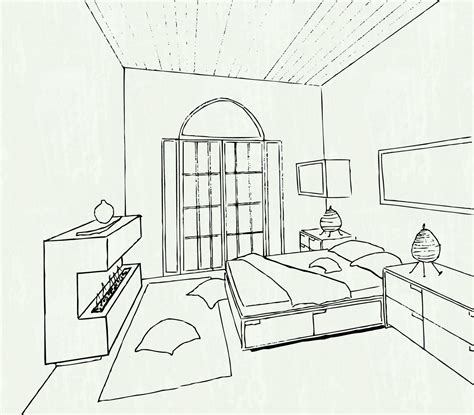 One Point Perspective Bedroom Drawing at GetDrawings | Free download