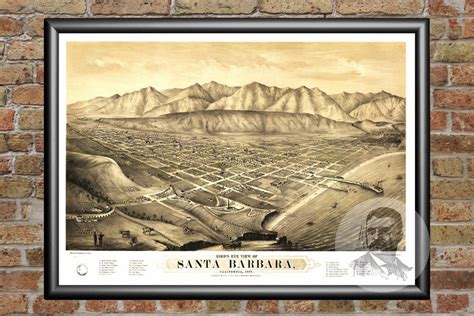 Vintage Santa Barbara Map 1877 Old Map of Santa Barbara | Etsy