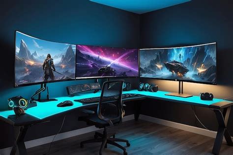 Premium Photo | Powerful Designs DualMonitor Gaming Setup Showcase