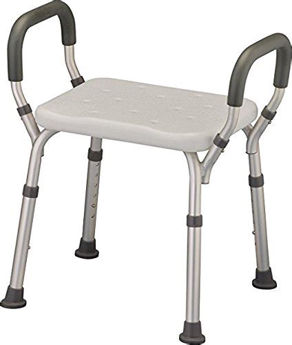 Bath Seat Shower Bench with Arms, Adjustable Shower Chair with Arms Padded Handles, without Back ...