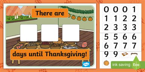 Thanksgiving Countdown Display Poster (Teacher-Made)