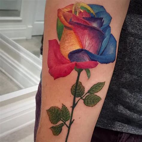 realistic rainbow rose tattoo - ulucha-powiesc