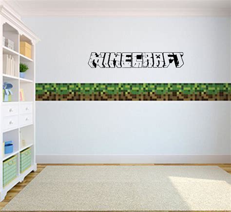 Minecraft Logo Bedroom Theme Adhesive Wall Art Vinyl Decal Sticker Stencil Personalised by ...