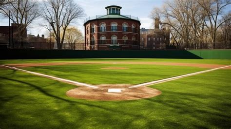 Premium AI Image | Baseball field at night with lights and shadows generative AI