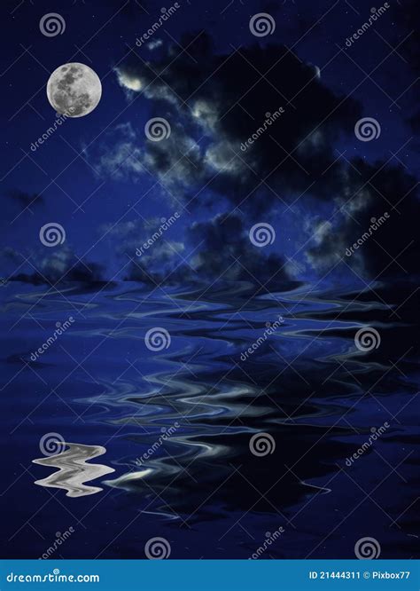 Full Moon Reflection in the Water Stock Image - Image of moon ...