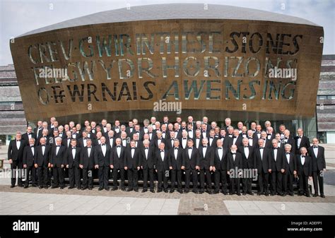 Treorchy Male Voice Choir outside Cardiff Bay Opera House Cardiff Wales ...