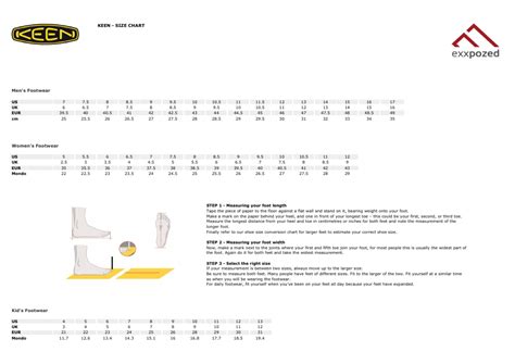 Footwear Size Chart - Keen Download Printable PDF | Templateroller