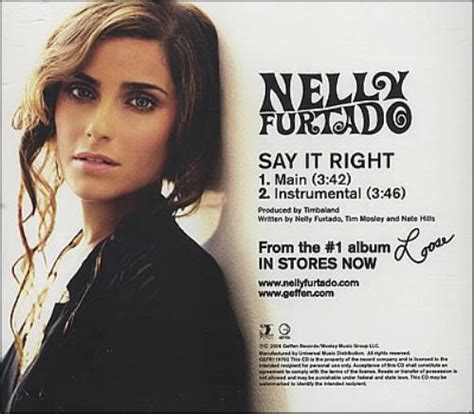 Nelly Furtado Say It Right US Promo CD single (CD5 / 5") (379619)