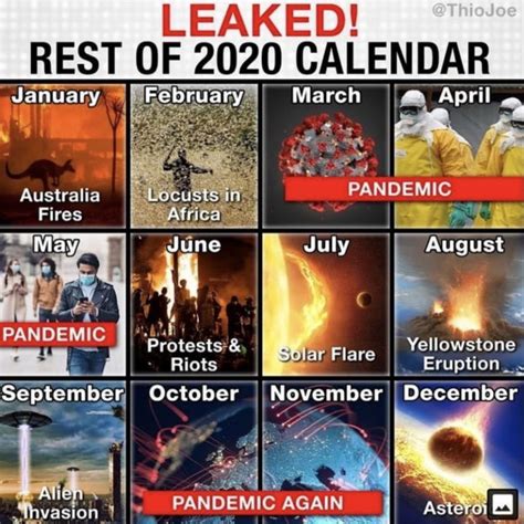 Leaked Rest Of 2020 Calendar - Meme - Shut Up And Take My Money