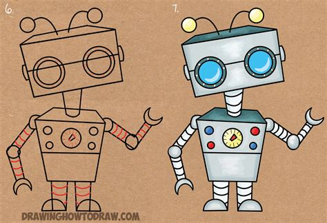 drawing cute cartoon robots