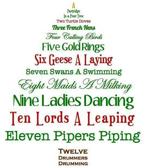 Printable Lyrics For 12 Days Of Christmas