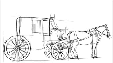 Horse And Carriage Sketch at PaintingValley.com | Explore collection of ...