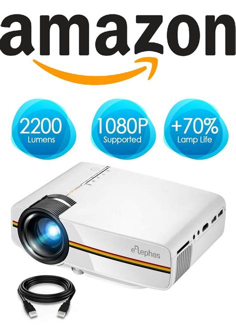 ELEPHAS LED Video Projector, Updated LCD Technology Support 1080P Portable Mini Multimedia ...