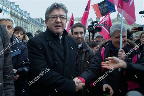 Jeanluc Melenchon Attends Protests Paris Supporting Editorial Stock ...