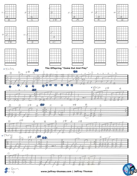 The Offspring Come Out And Play Free Guitar Tab by Jeffrey Thomas