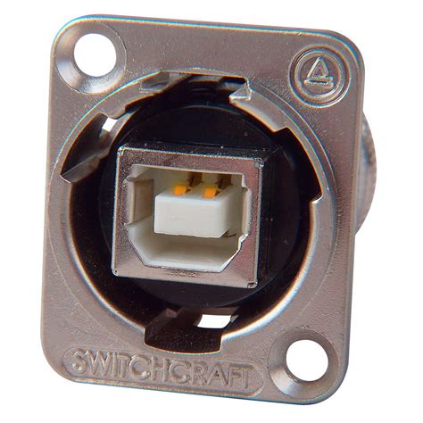 Switchcraft EHUSBBAX USB-B to USB-A Panel Mount Connector - Silver