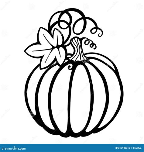 Black Pumpkin Silhouette Vector Illustration. Thanksgiving Card ...