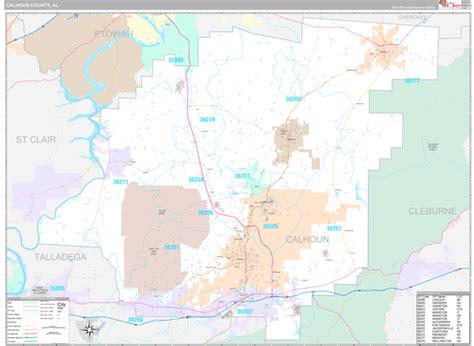 Calhoun County, AL Zip Code Map - Premium