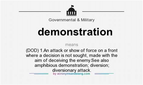 demonstration - (DOD) 1.An attack or show of force on a front where a ...