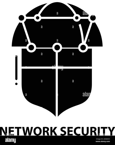 network security symbol icon, black vector sign with editable strokes, concept illustration ...
