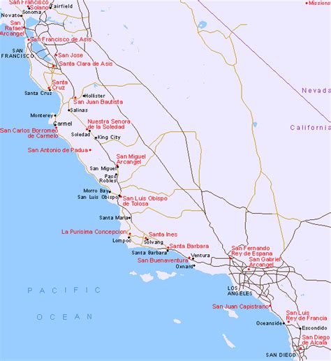 Map of the Missions of Southern California