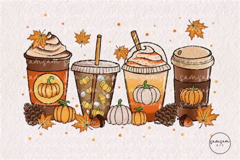 Pumpkin Fall Coffee Drink Sublimation Graphic by Samsam Art · Creative ...