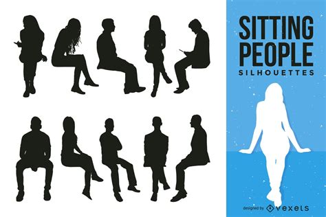 Sitting People Silhouette Collection Vector Download