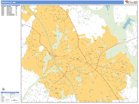 Rockville Maryland Wall Map (Basic Style) by MarketMAPS - MapSales