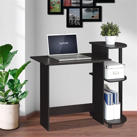 Furinno Compact Computer Desk with Shelves, Espresso/Black, 11181EX/BK ...