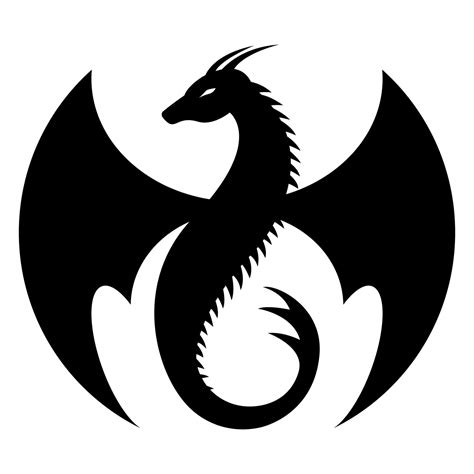 Round dragon logo. Graphic black and white illustration. 36445652 ...