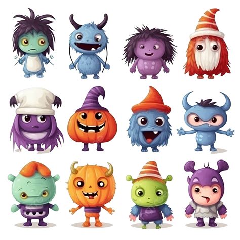 Set Different Cute Kids Wear Monsters Costume Happy Halloween, Halloween Mummy, Halloween ...