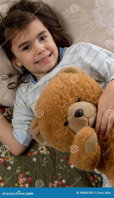 Girl Sleeping with Teddy Bear Stock Image - Image of lovely, sleep ...