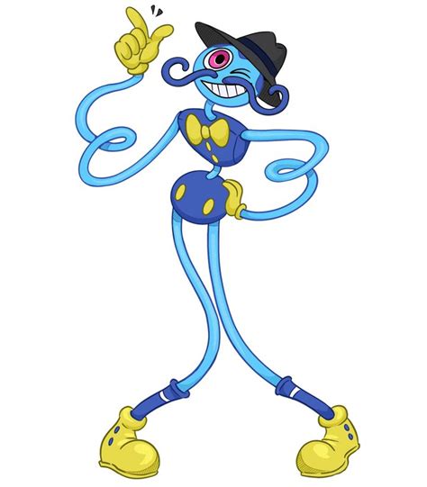 a cartoon character with an evil look on his face and arms, holding two fingers up