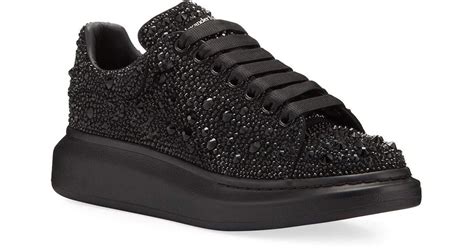 Alexander McQueen Crystal Embellished Tonal Platform Sneakers in Black for Men | Lyst